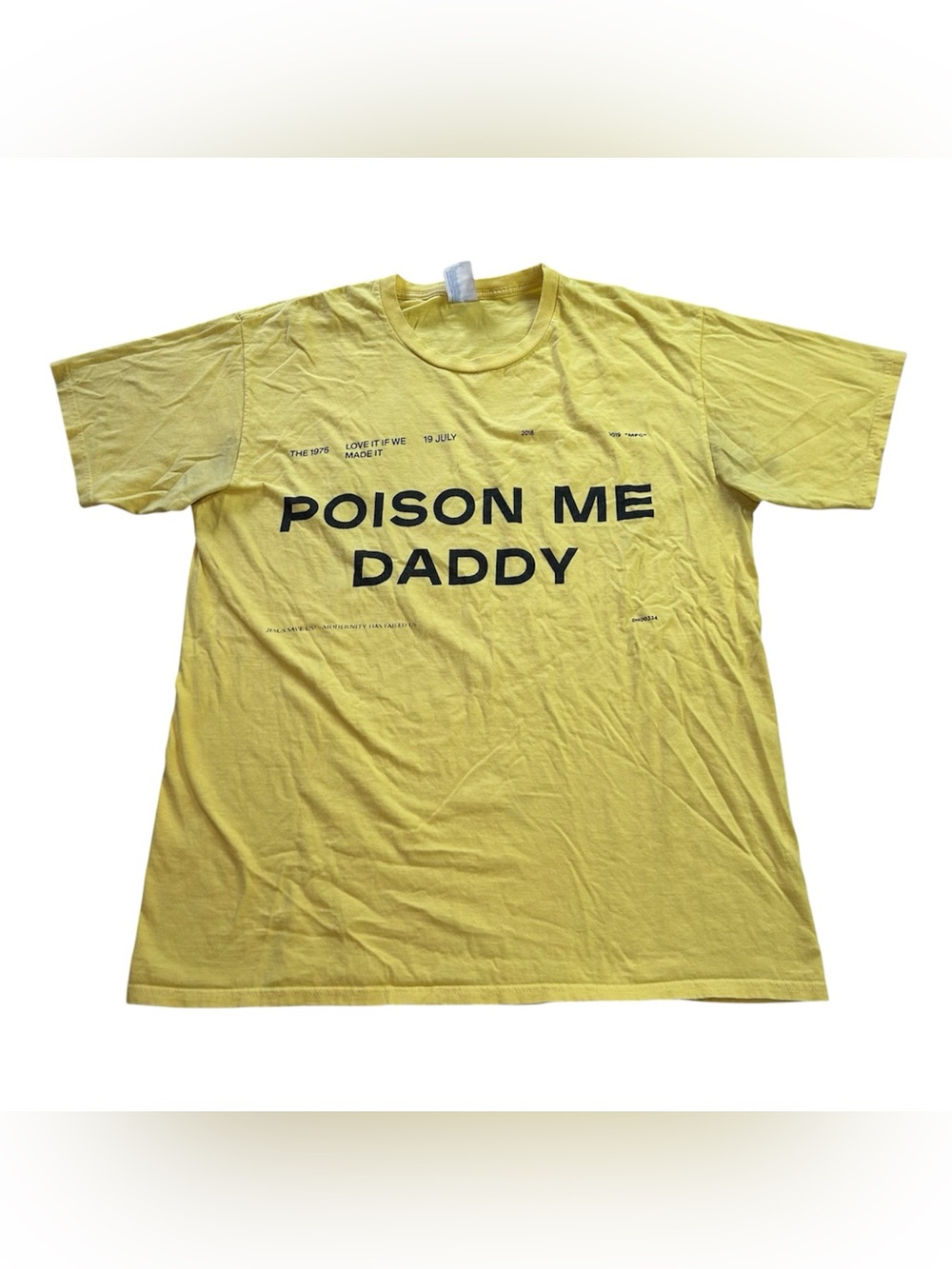 The 1975 Band Merch Poison Me Daddy Yellow T-Shirt Brief Inquiry MFC Tour size L